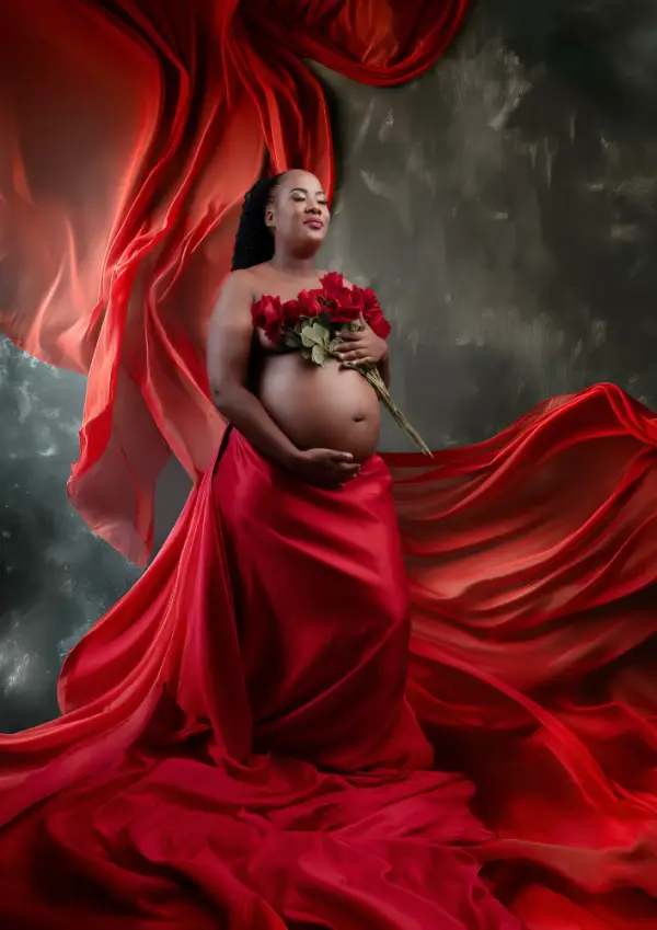 Red Cloth - Bold Elegance for Maternity Photoshoots