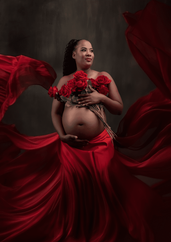 Red Cloth - Bold Elegance for Maternity Photoshoots